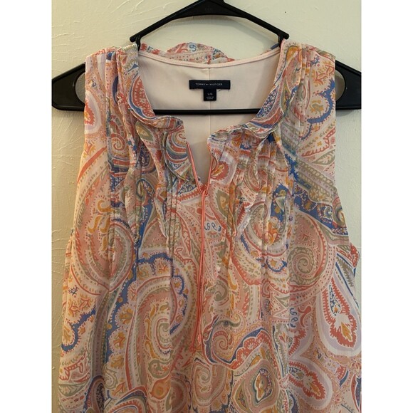 Tommy Hilfiger St. Tropez Pink Paisley Sleeveless Shift Dress Large Coastal - Picture 3 of 6
